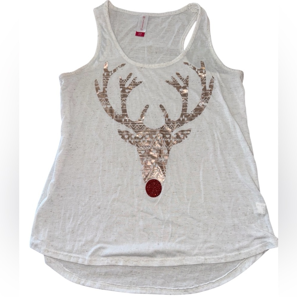 No Boundaries White Rudolph The Red Nosed Reindeer Graphic Tank Top S